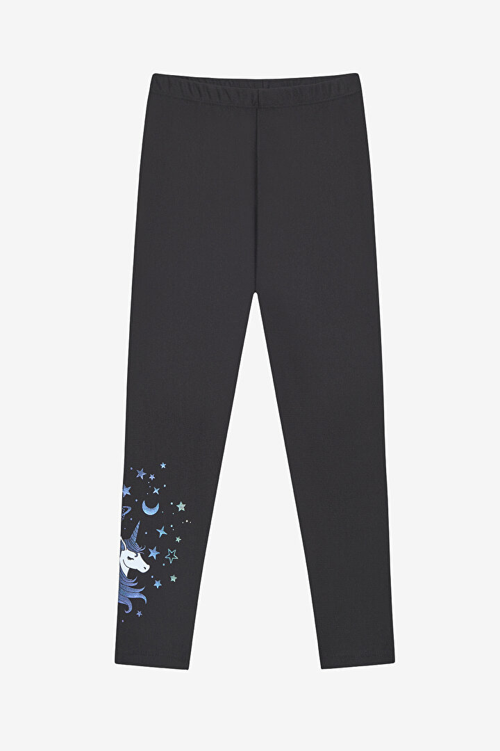 Girls Unique Unicorn Warm Black Legging - 1