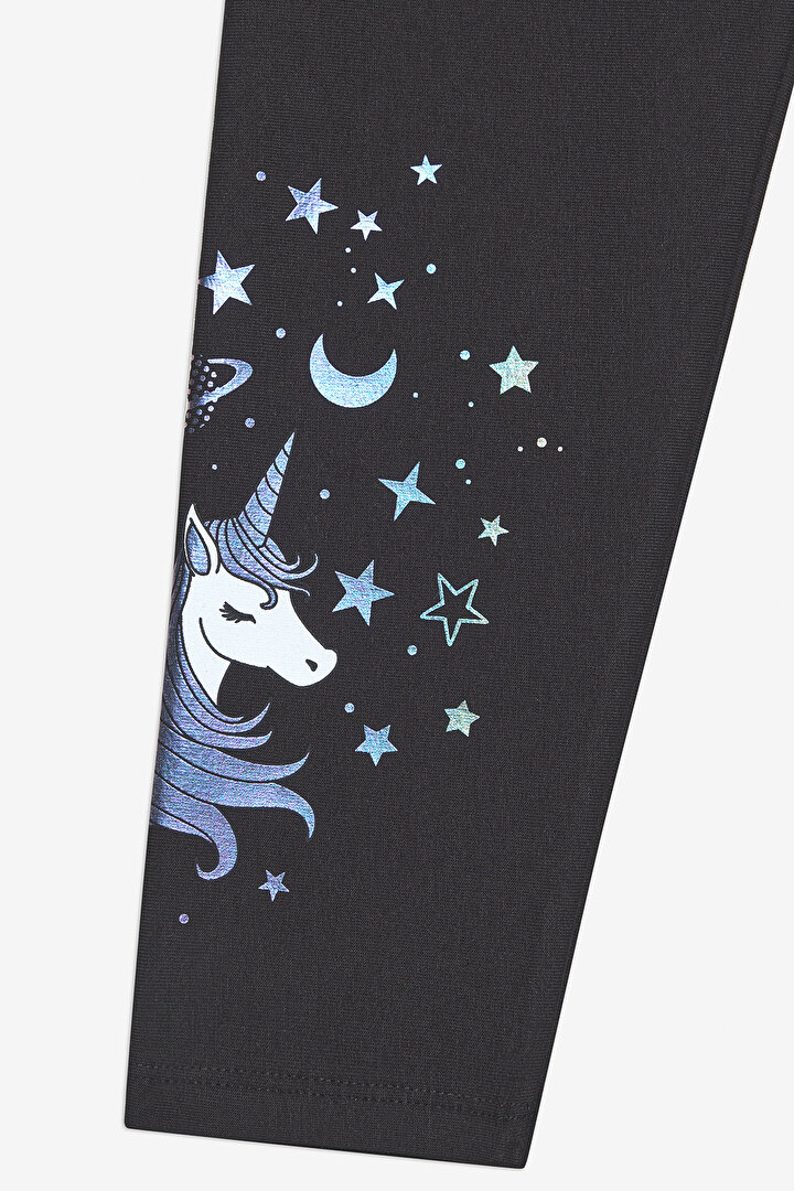 Girls Unique Unicorn Warm Black Legging - 2