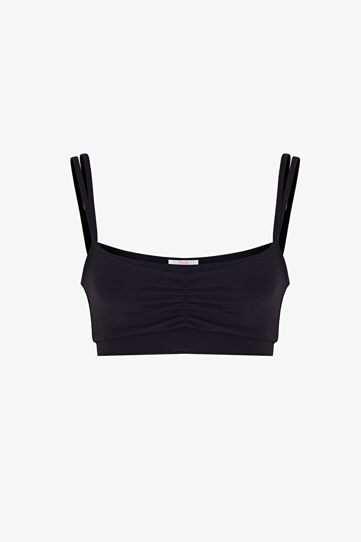 Black Layered Removable Pad Micro Sports Bra - 1