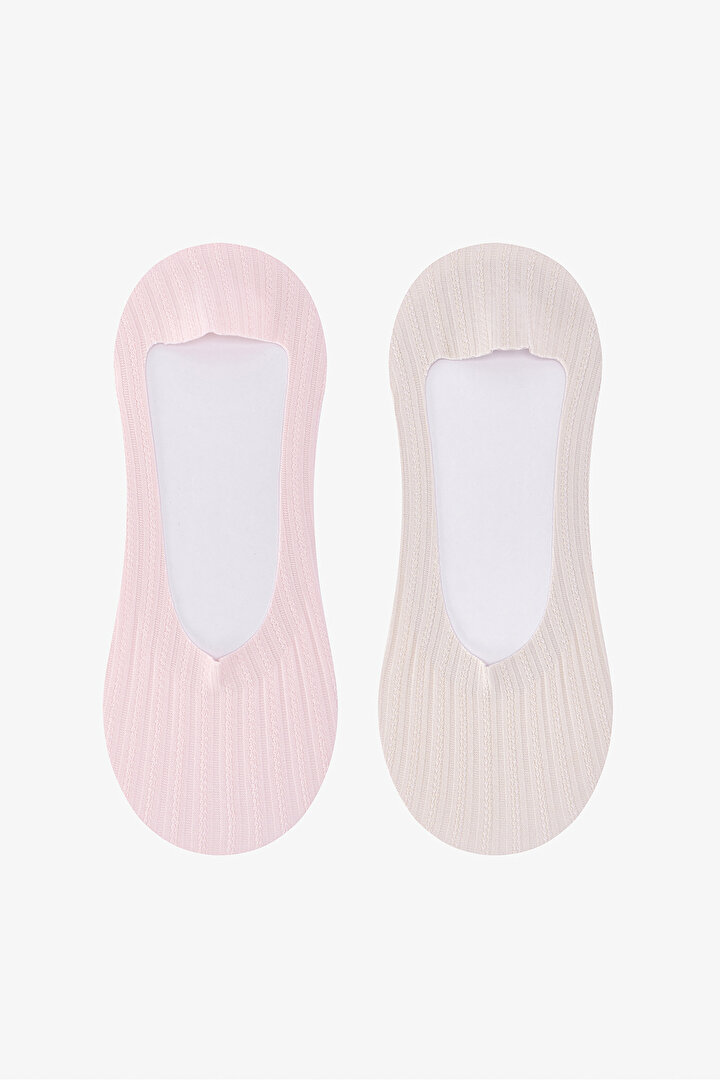 Pembe - Multi Seamless Jacquard 2'li Babet Çorabı - 1