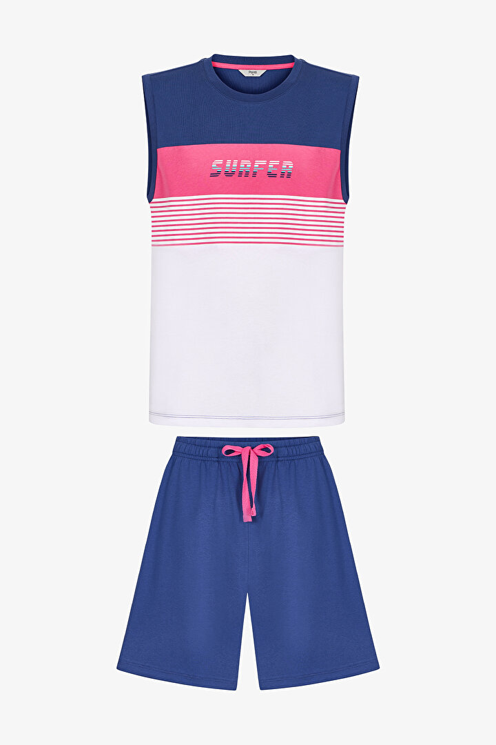 Erkek Renkli White Surf Pijama Takımı - 1