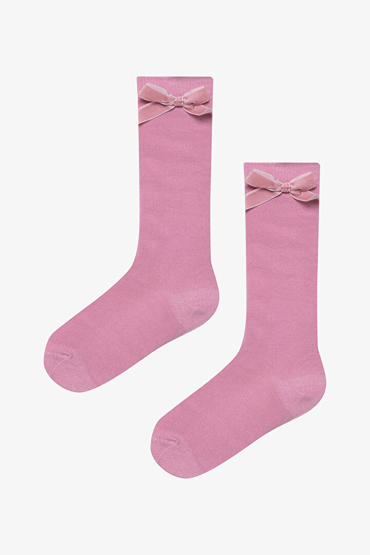 Kız Çocuk Pembe Ribbon Pantolon Çorabı - 1