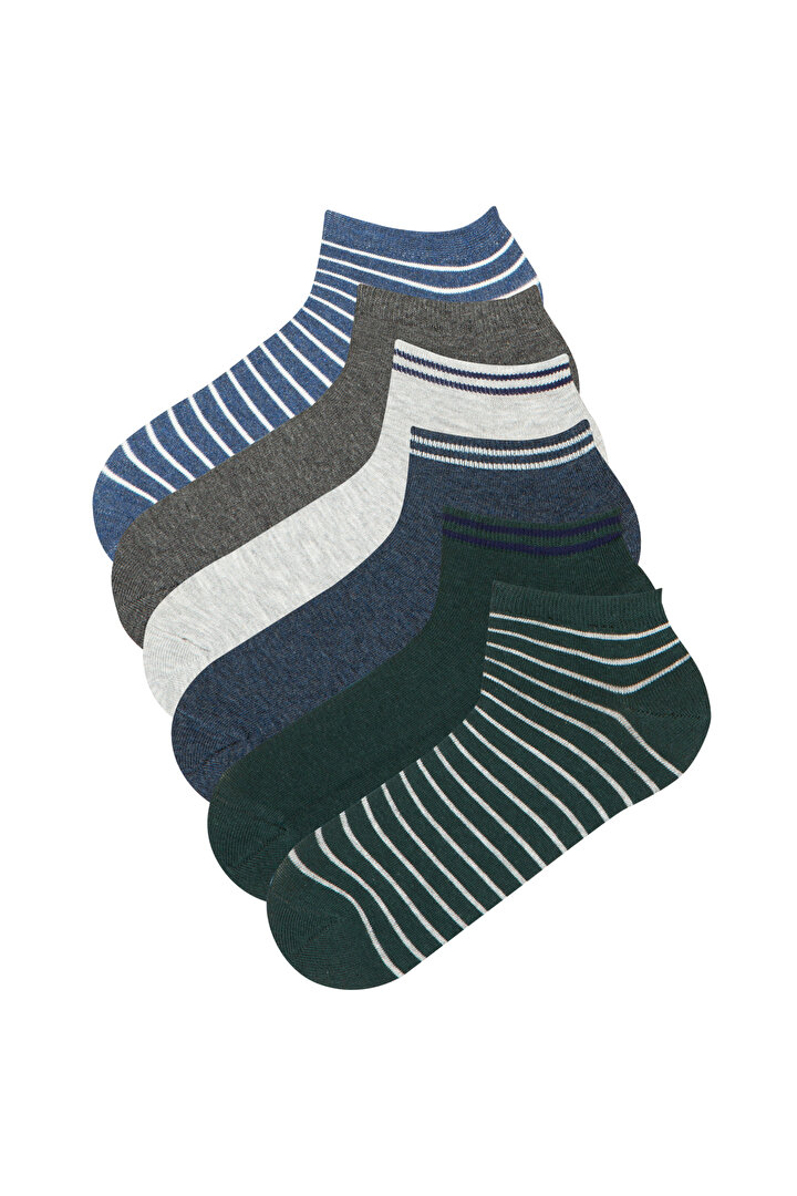 Erkek  Simple 6Li Patik Çorap - 1