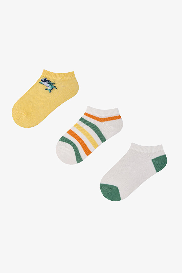 Renkli Erkek Çocuk Captains Island 3 'lü Patik Çorap - 1