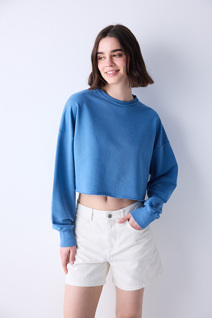 FT Crop Mavi Sweatshirt - 2