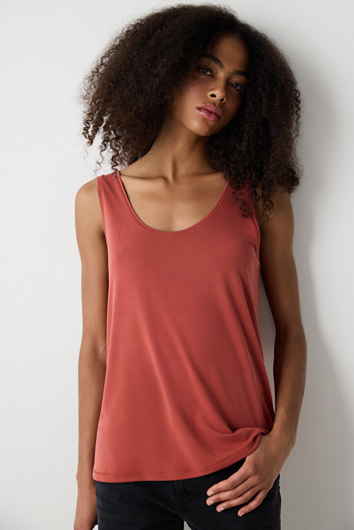 Modal Dark Orange T-Shirt - 1