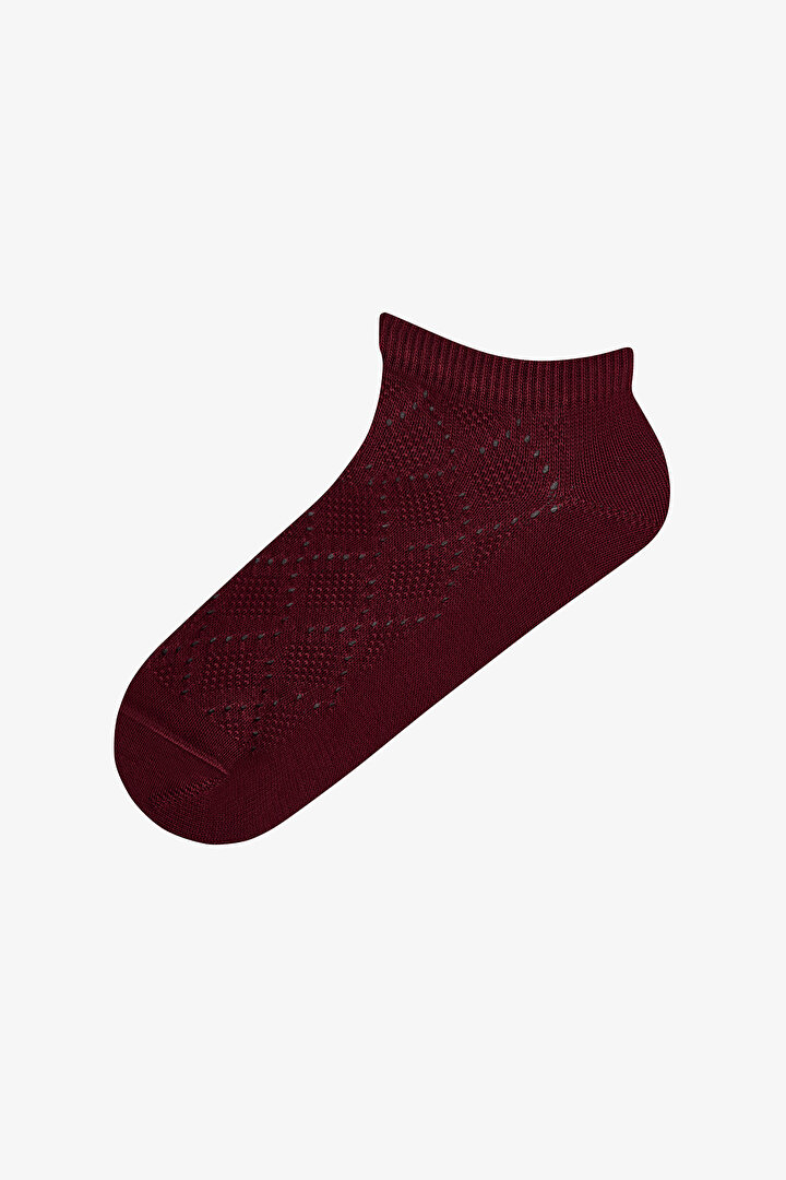 Burgundy Diamond Jacquard 3-Pack No-Show Socks - 2