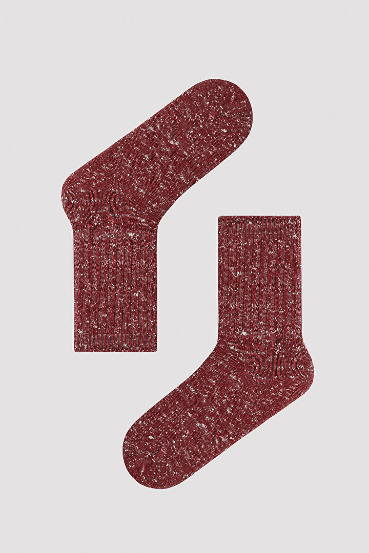 Bordo Kalın Bot Çorabı - 1