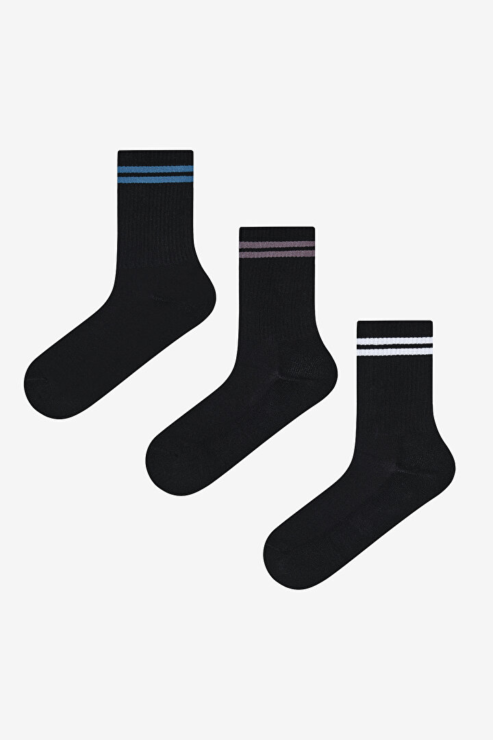 Man 3in1 Black Tennis Socket Socks - 1