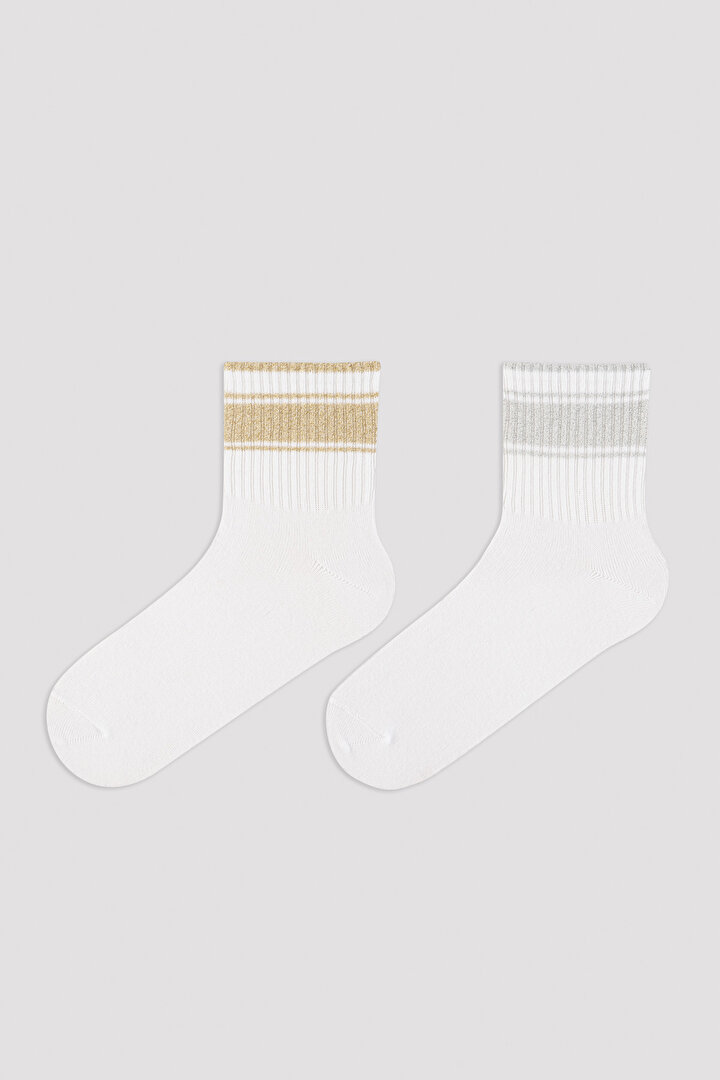 Stripe Lurex 2in1 Socket Socks - 1