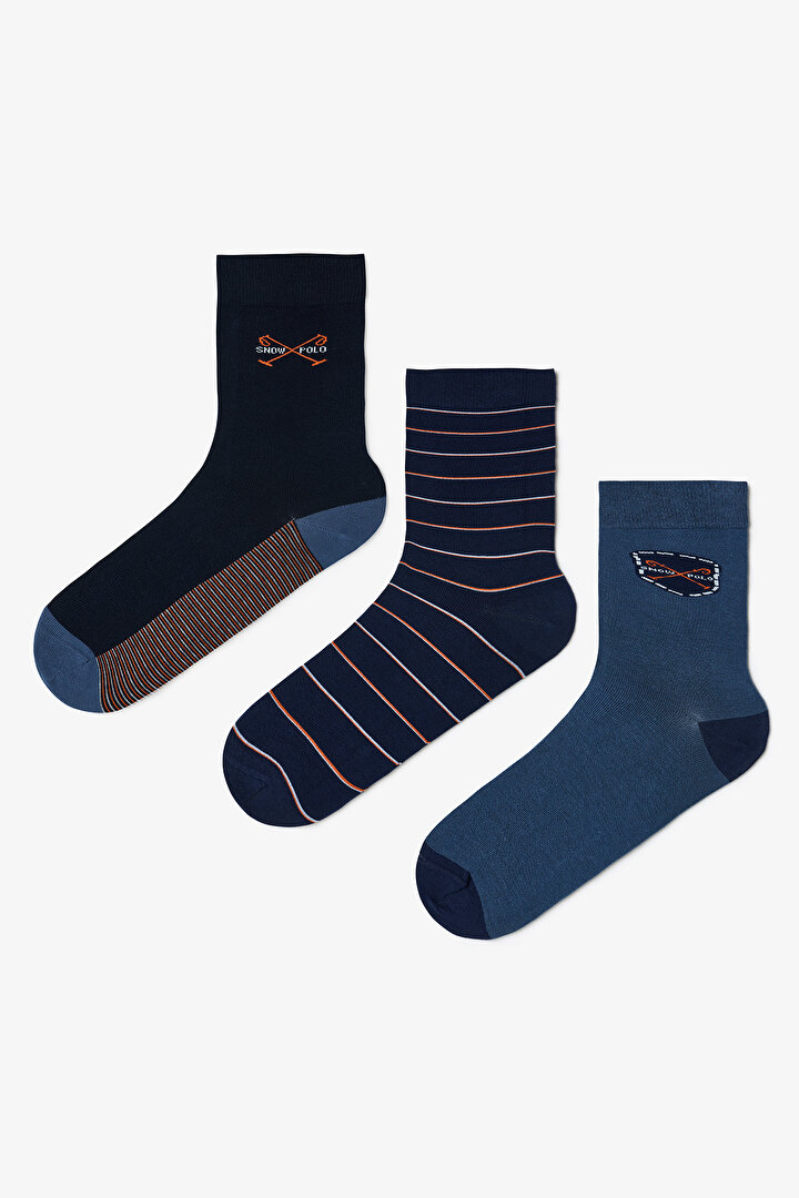 Multicolored Man Shield Striped 3-Pack Socket Socks - 1