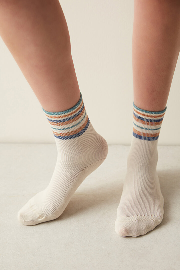 Shiny Soil Ankle Bej Soket Çorap - 1