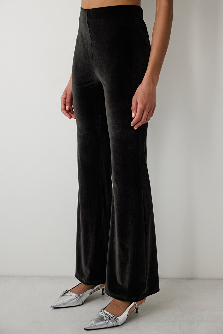 Velvet Flare Black Pants - 1