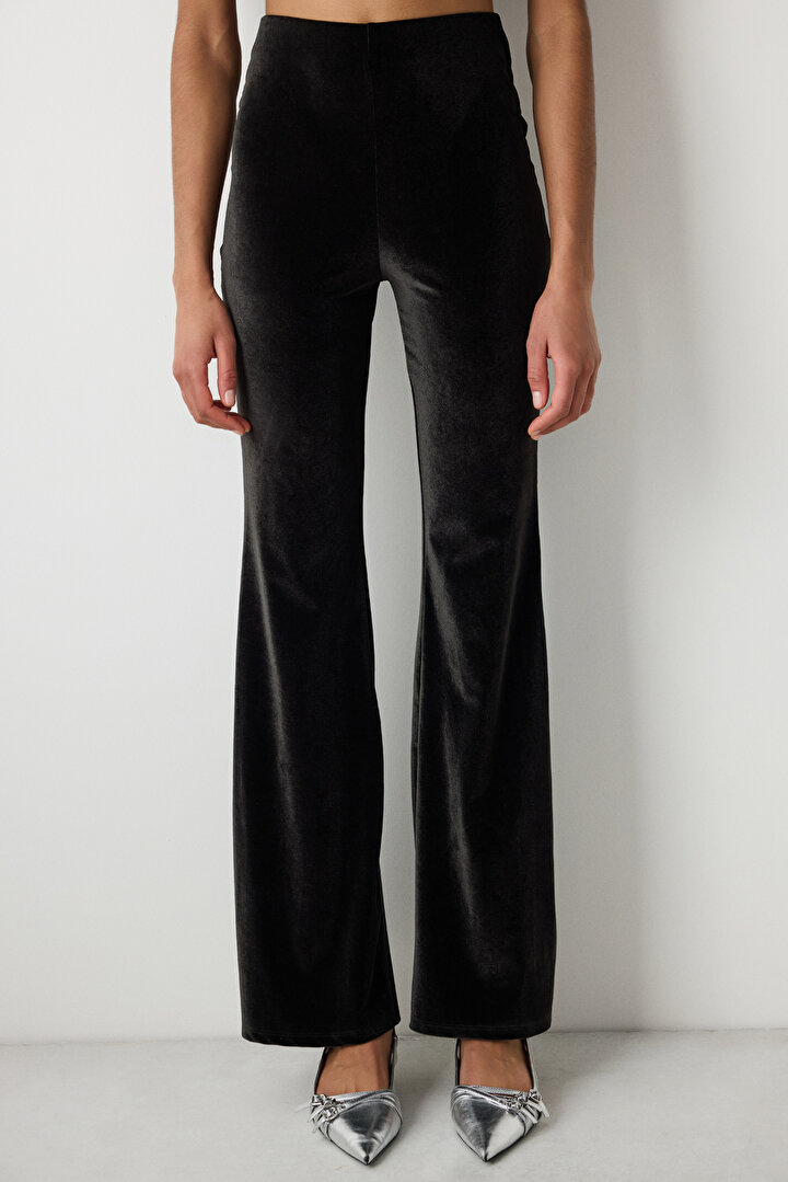 Velvet Flare Black Pants - 2