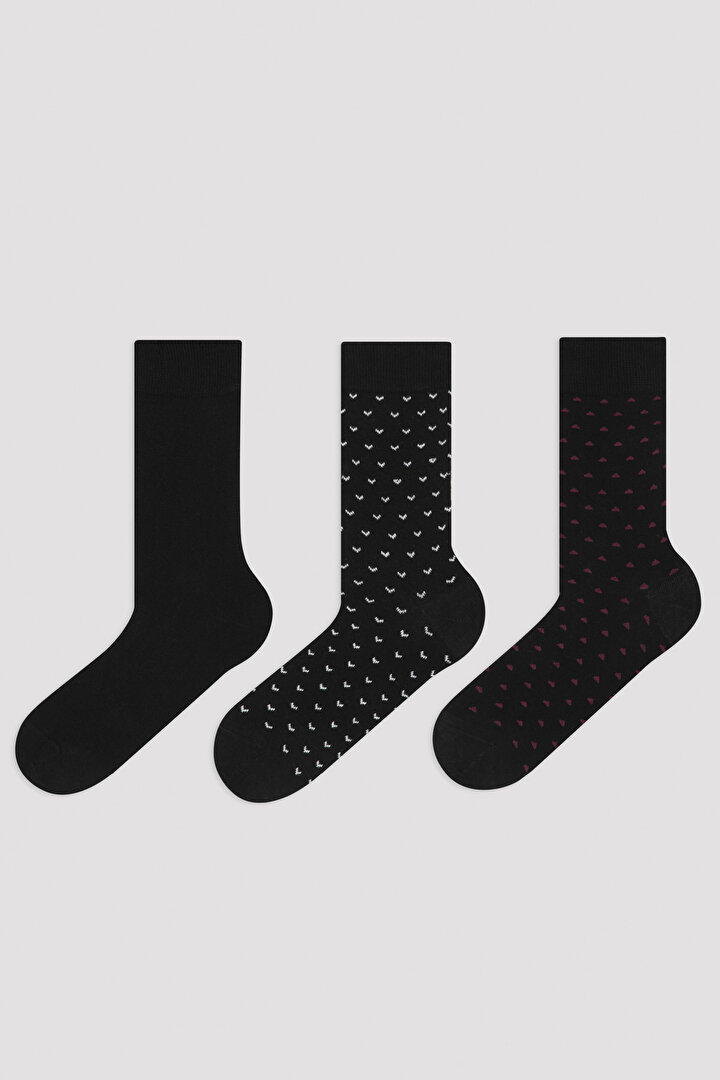 Siyah E. Triangle 3lü Soket Çorap - 1