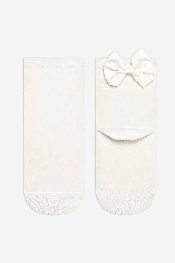 Girls White Bow Socket Socks - 1