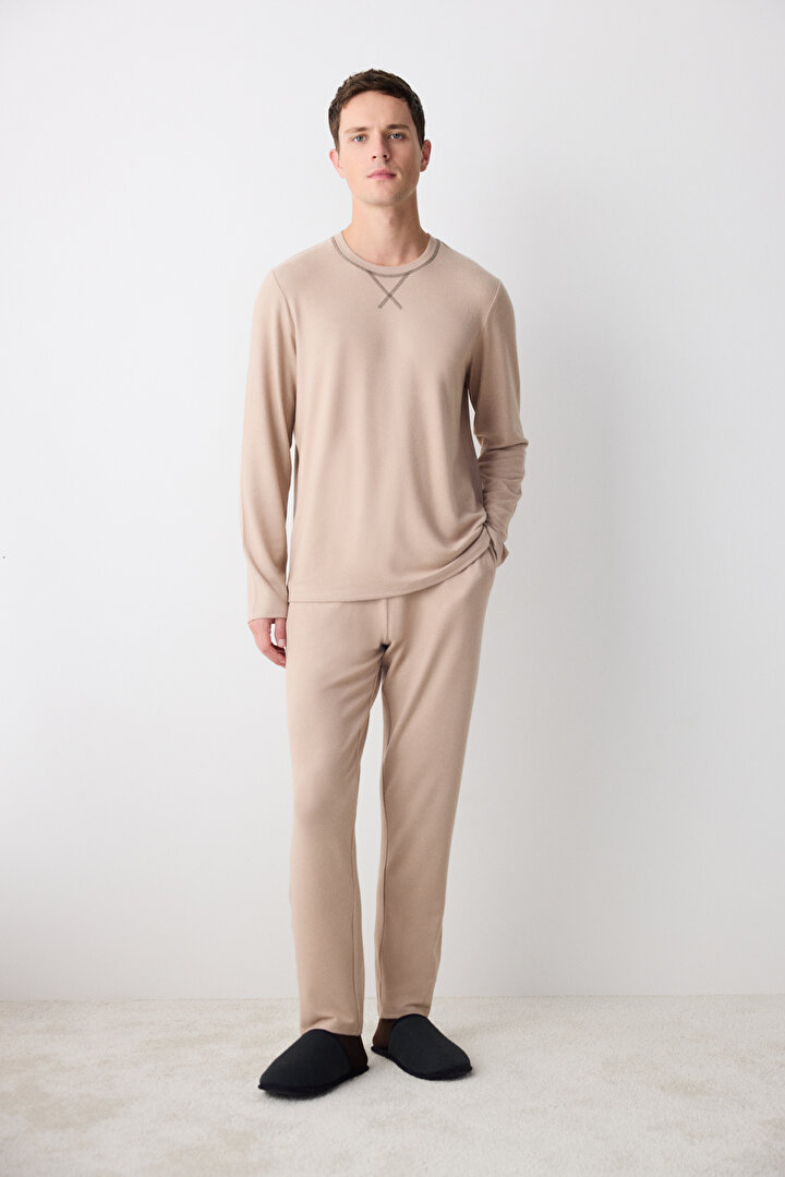 Cosy Beige Pant PJ Set - 2