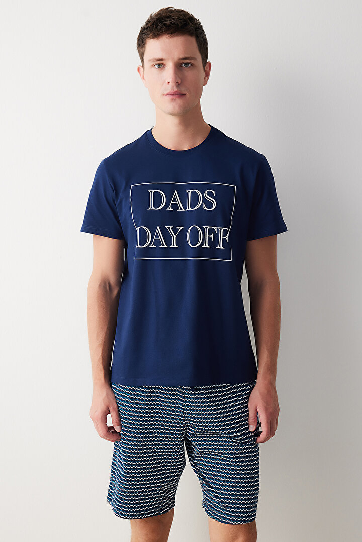 Erkek Dads Day Çok Renkli Şort Pijama Takımı - 1