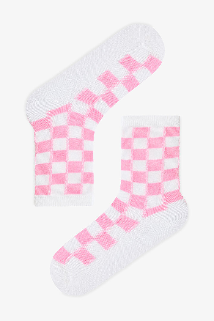 Renkli Kız Çocuk Bright Checkerd 3'lü Soket Çorap - 2