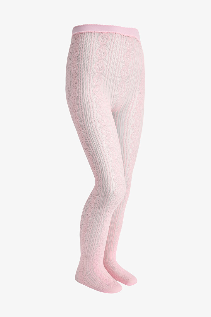 Girls Beige Pretty Daisy Fishnet Tights - 2