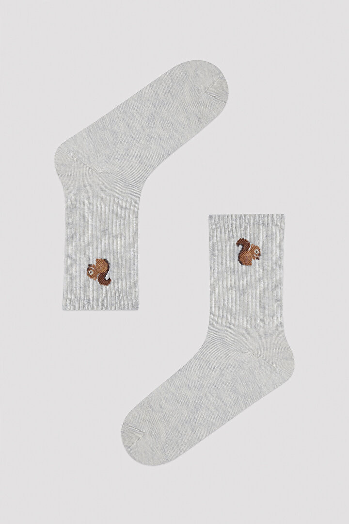 Bear Detailed Tennis 2in1 Socks - 2
