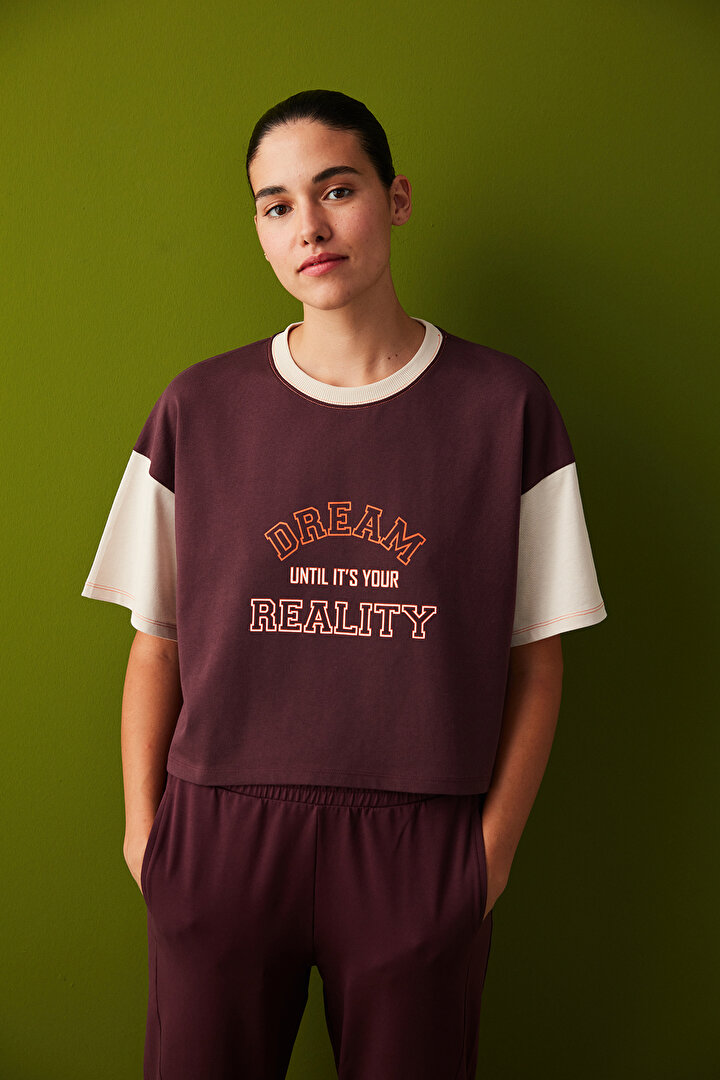 Double Colored Crop Slogan Tshirt - 1