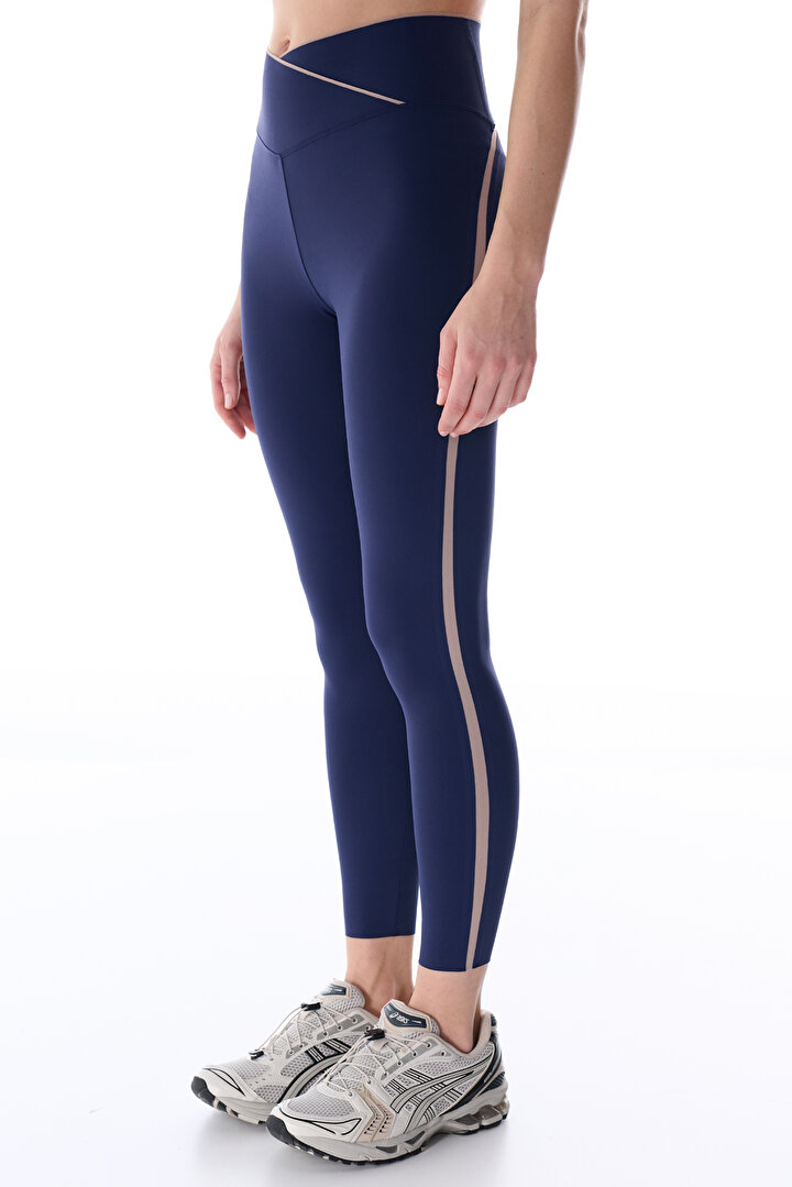 Navy V Contrast Leggings - 1