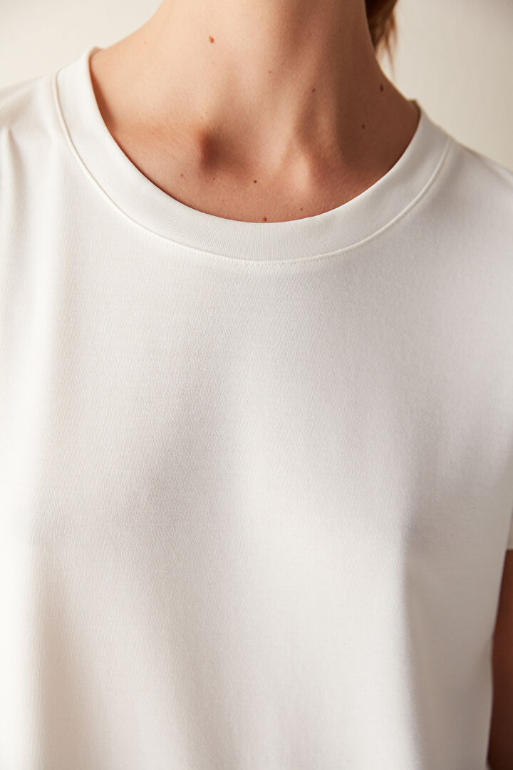Modal Kırık Beyaz Tişört - 2