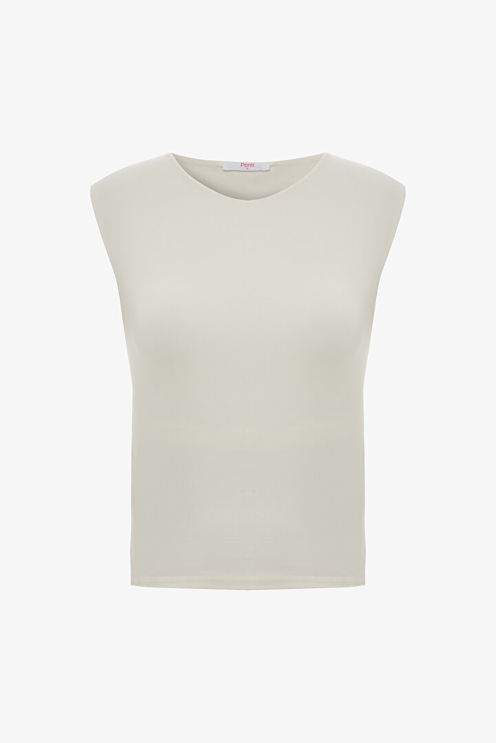 White Flatlock Seam Detailed Active Top - 1