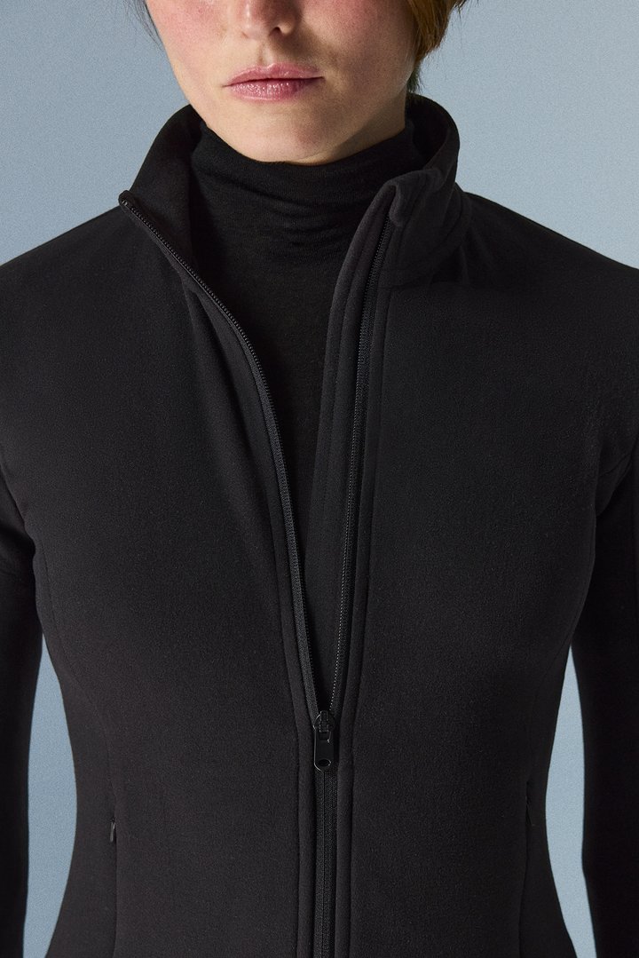 Black Warm Sports Zipped Long Sleeve Jacket - 2