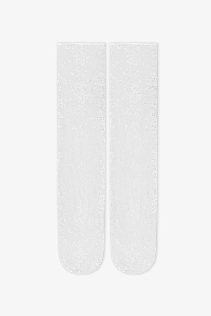 Çiçekli Dantel Soket Çorap - 2
