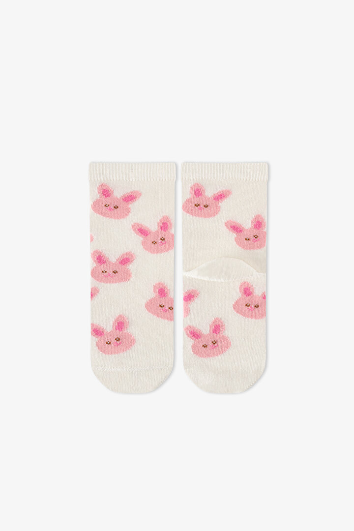 Girls' Pink Kindly Friends Animal Print Cotton 4 Pack Ankle Socks - 2
