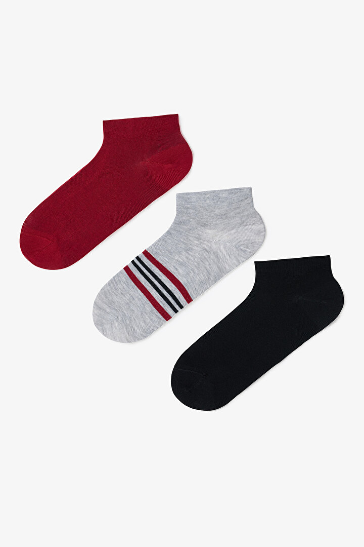 Erkek Flag Çizgili 3'lü Sneaker Çorap - 1