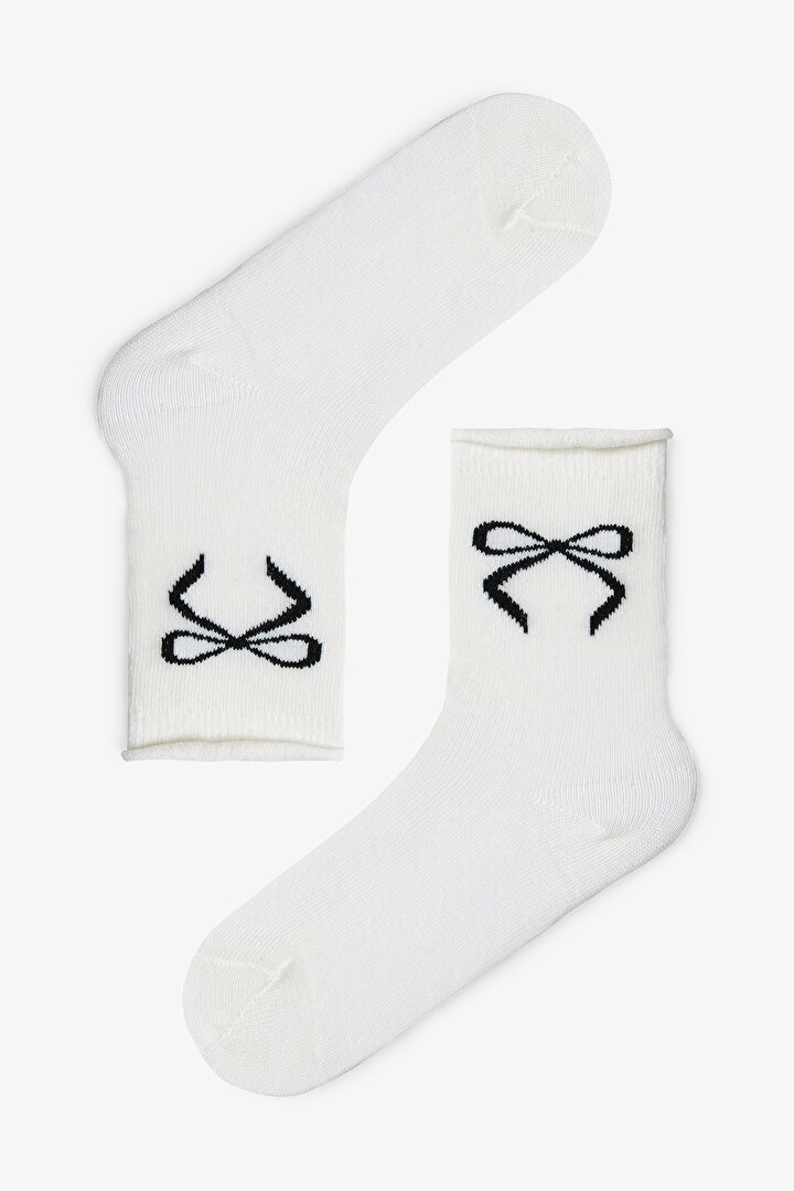 Love Bows Kız Çocuk Fiyonklu Pamuklu 4'lü Soket Çorap - 1