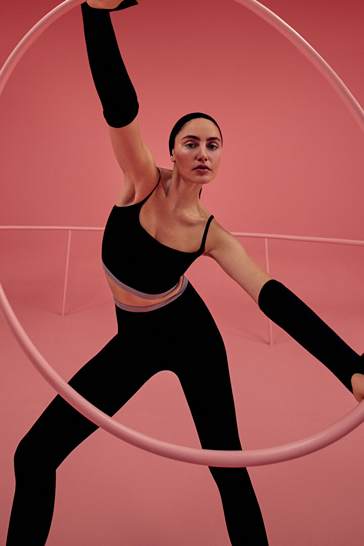 Black Line Waist Seamless Leggings - 2