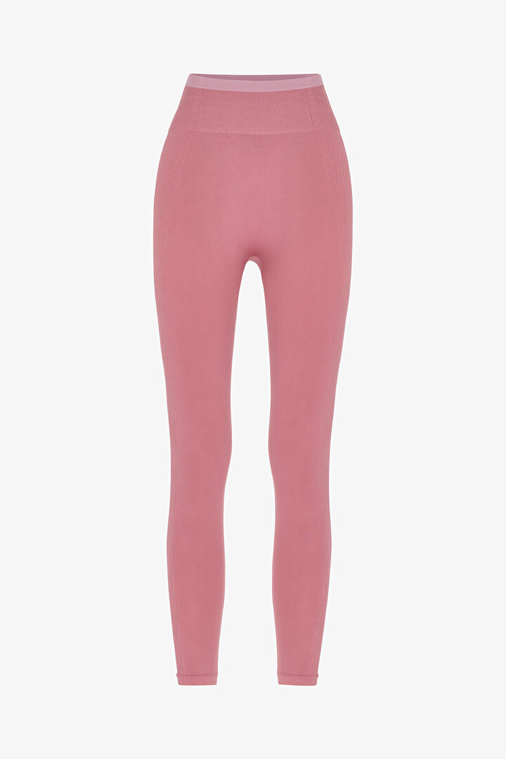 Pembe Çizgili Dikişsiz Seamless Tayt - 1