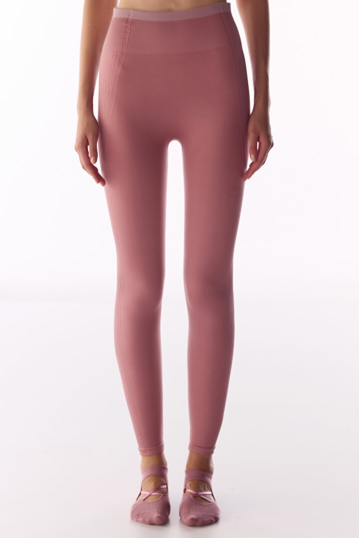 Dusty Rose Line Waist Seamless Leggings - 2