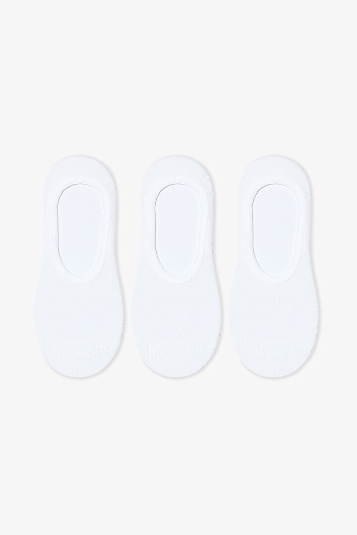 Sporty Mesh Beyaz 3'lü Babet Çorabı - 1