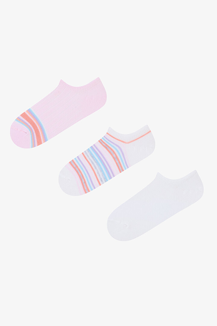 Colorline 3in1 Pink White Sneaker Socks - 1