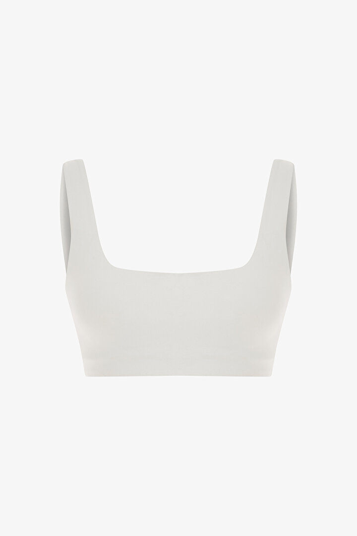 Beyaz Kare Yaka Spor Sütyeni - 1