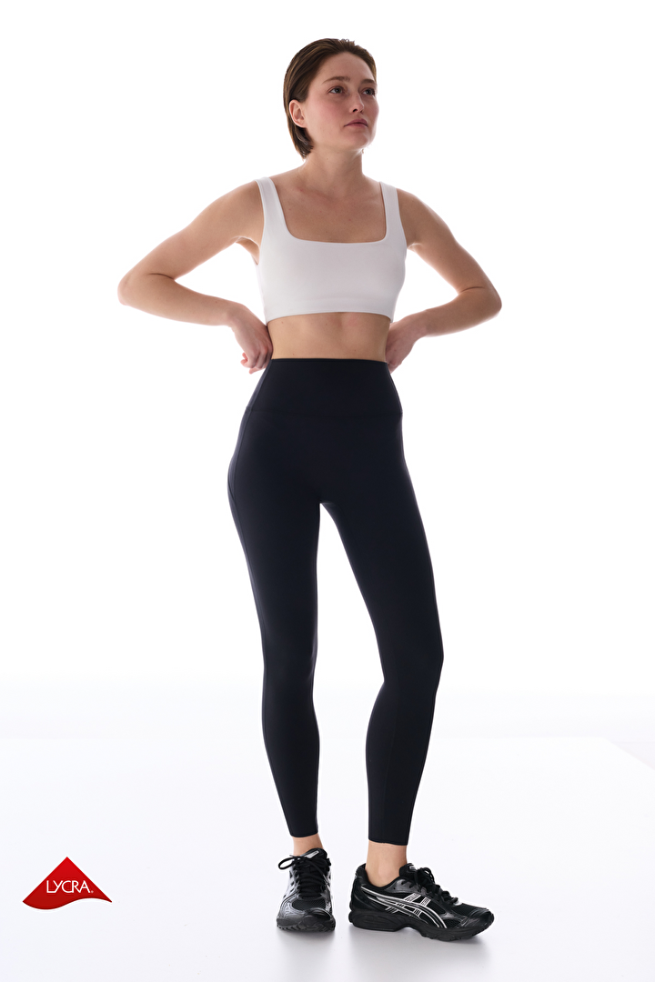 LYCRA White Cream Light Support Square Neck Removable Pad Sports Bra - 1