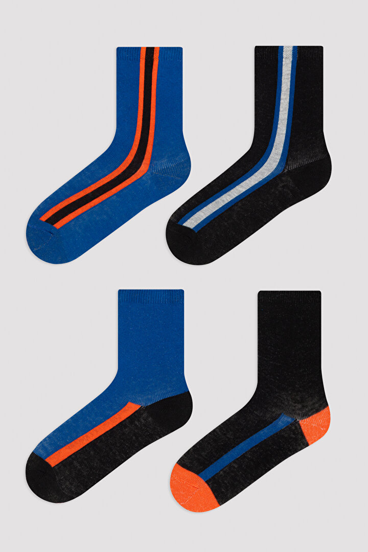 Çok Renkli Boys Lacivert Sports 4lü Soket Çorabı - 1