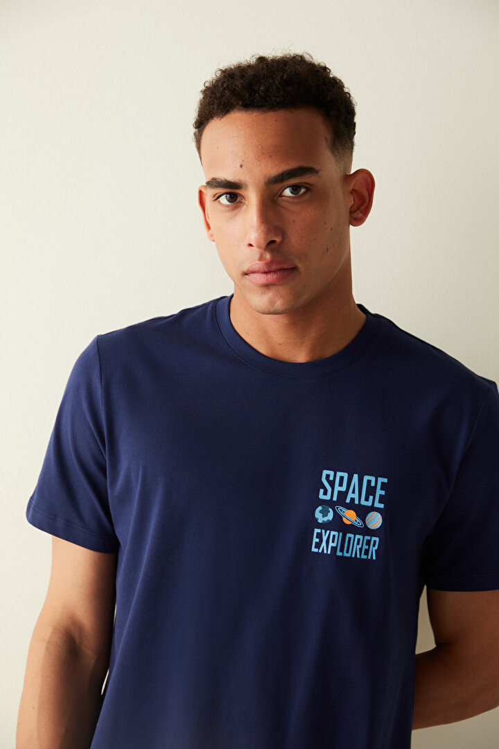 Erkek Space Explorer Slogan Baskılı Pijama Takımı - 2
