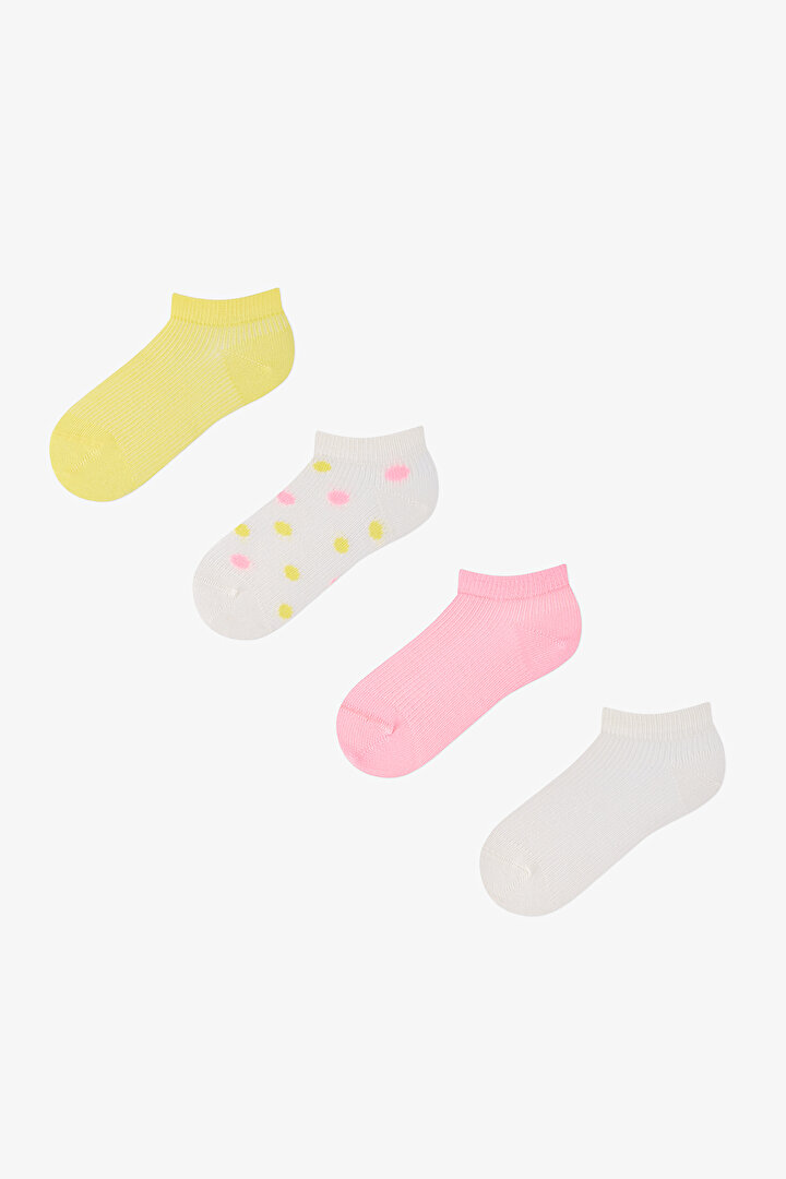 Renkli Kız Çocuk Summer Blush 4 'lü Patik Çorap - 1