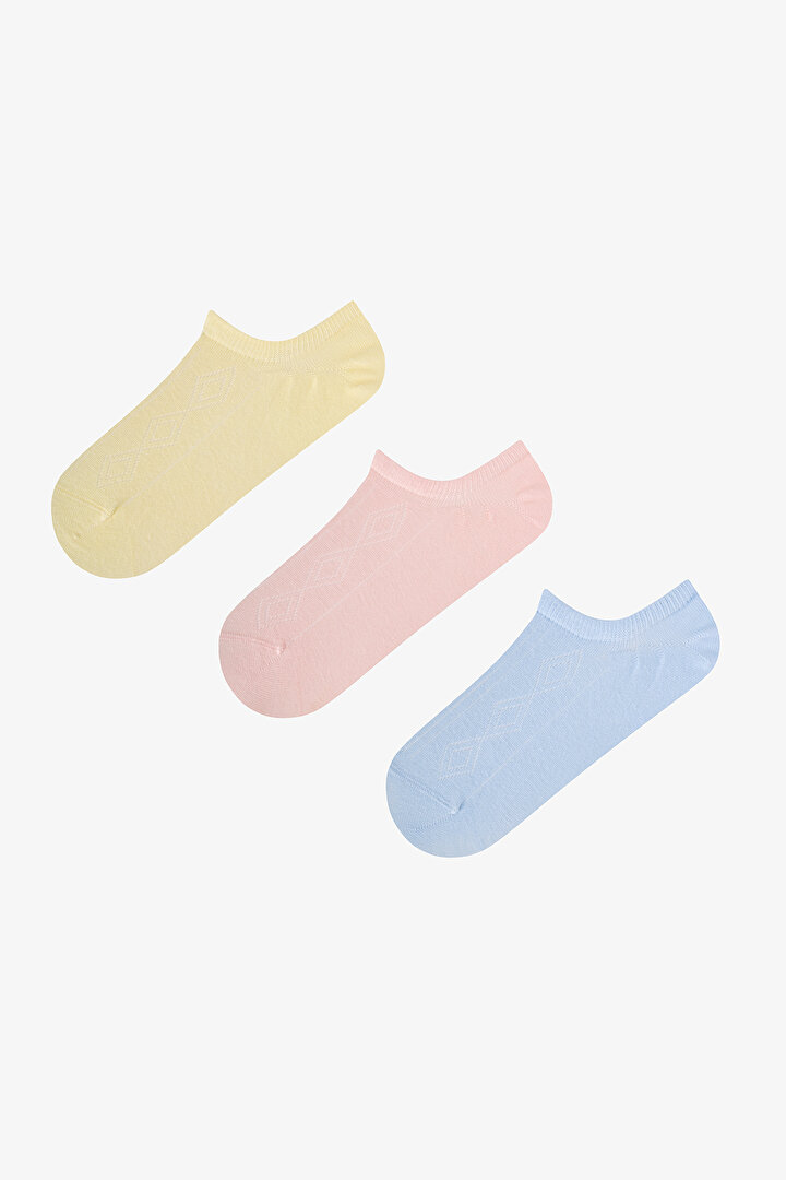 Colorful Diamond 3'lü Sneaker Çorabı - 1