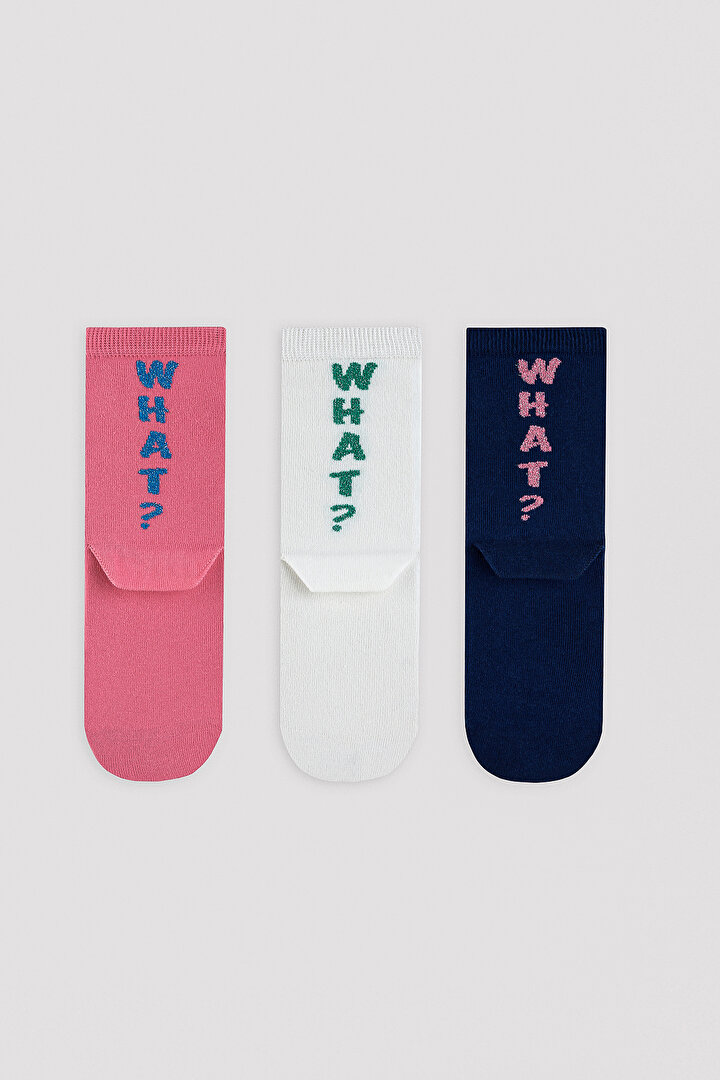 What Slogan Printed 3in1 Socket Socks - 1