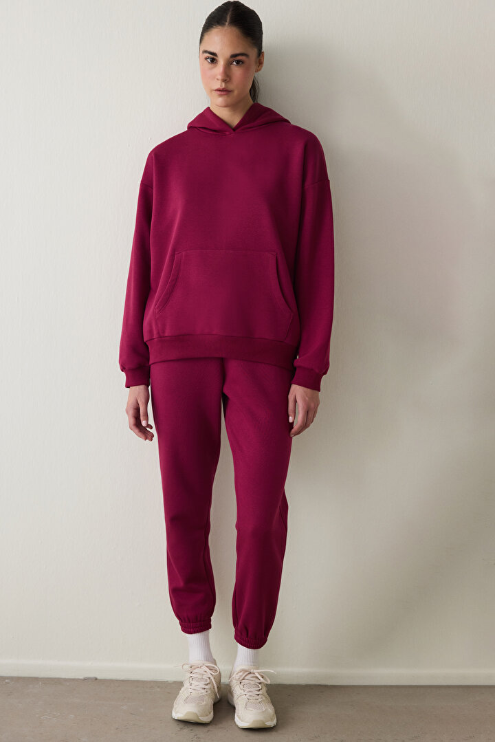 Purple Hooded Oversize Sweatshirt - 2