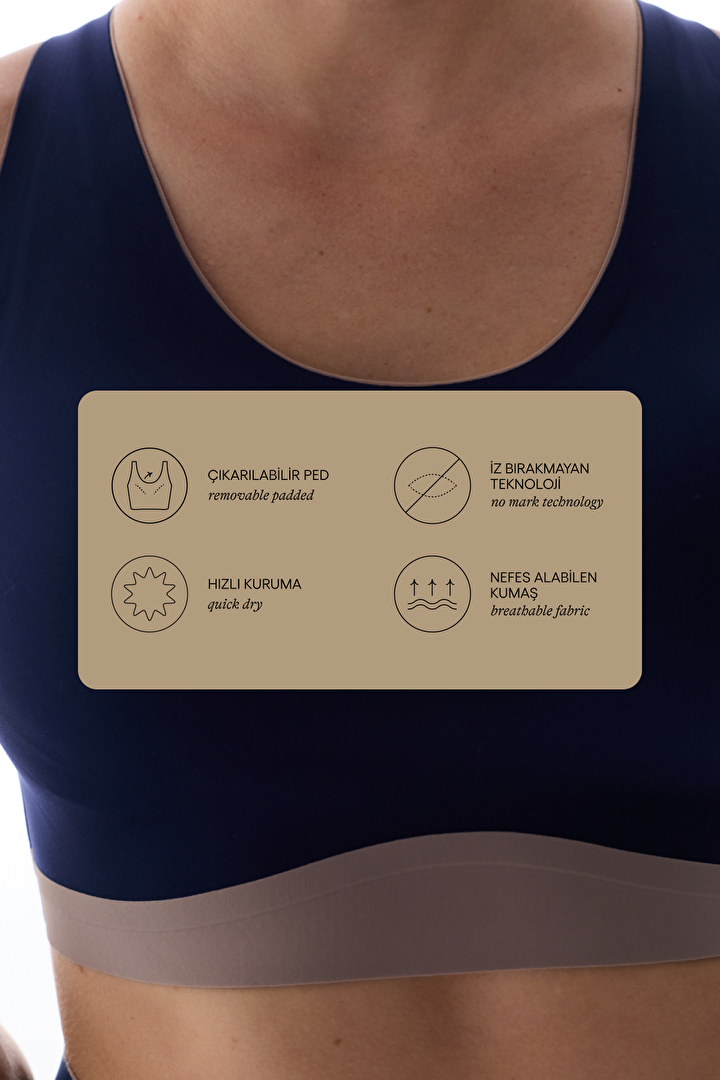 Lacivert Contrast Zero Feel Spor Sütyeni - 2