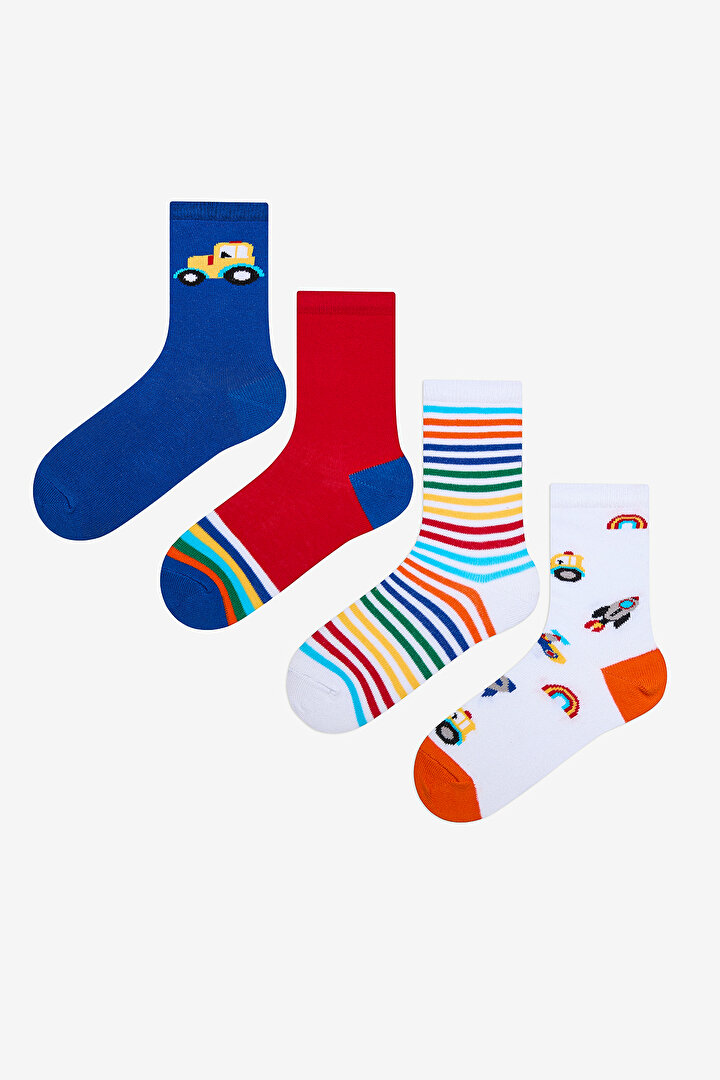 Boys Truck Multi Colour 4in1 Socket Socks - 1