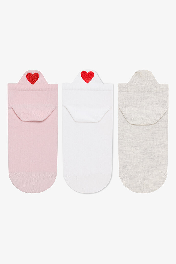 Tab Lovely Heart 3in1 Pink Whitw Liner Socks - 1